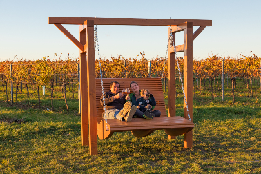 Gartenschaukel in Lärche massiv mit Familie
