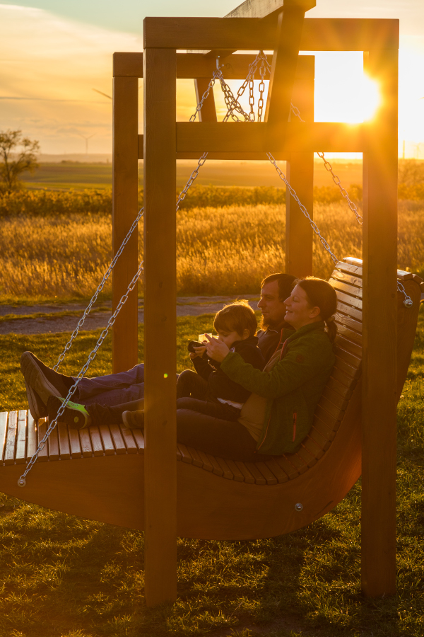Gartenschaukel in Lärche massiv mit Familie