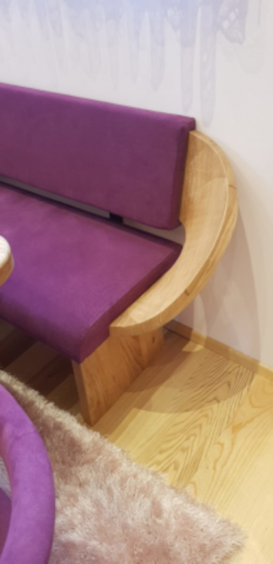 Detail Eckbank in Eiche massiv